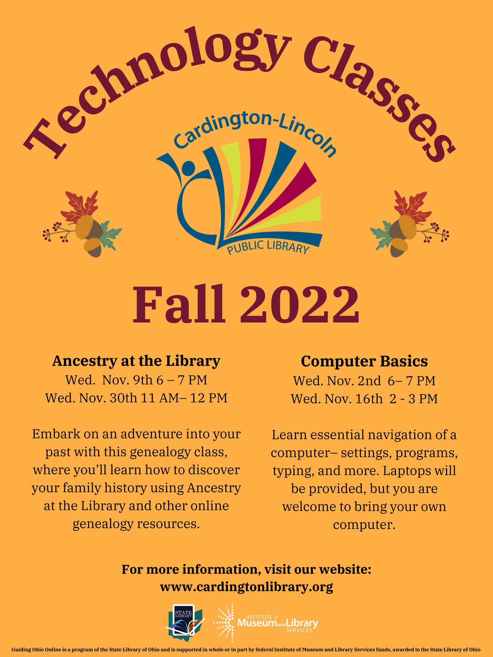 Fall 2022 Technology Classes CardingtonLincoln Public Library